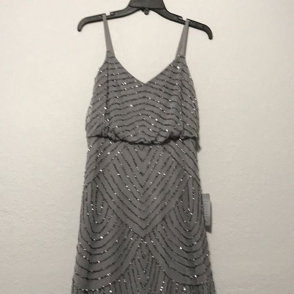 Adrianna Papell Bluson Art Deco Beaded Dress Spark - Picture 2 of 8